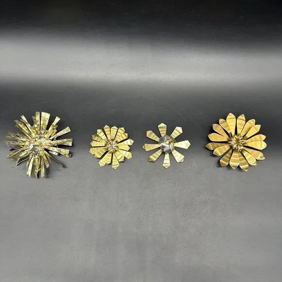 Vintage Atomic Flower Christmas Ornaments Aluminum Handmade Mid Century Modern - Picture 2 of 8